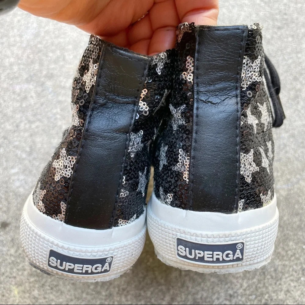 Superga girls sequins star high top sneakers 2.5 - Picture 4 of 8